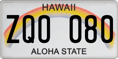 HI license plate ZQO080