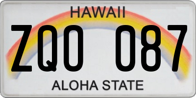 HI license plate ZQO087