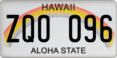HI license plate ZQO096