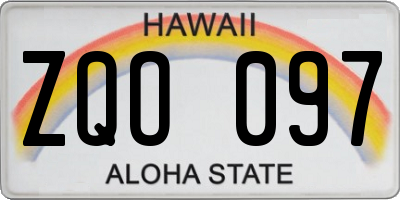 HI license plate ZQO097