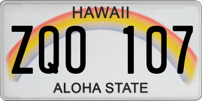 HI license plate ZQO107