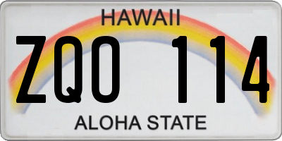 HI license plate ZQO114