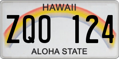 HI license plate ZQO124