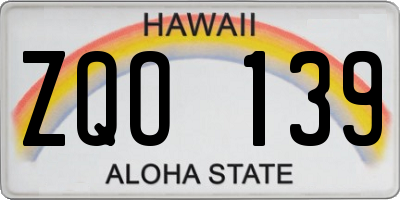 HI license plate ZQO139