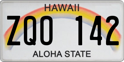 HI license plate ZQO142