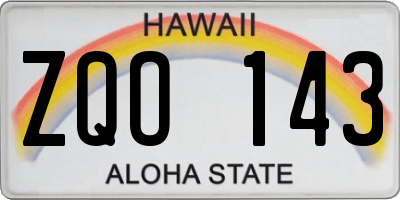 HI license plate ZQO143