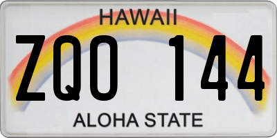 HI license plate ZQO144