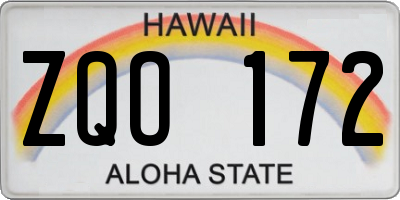 HI license plate ZQO172