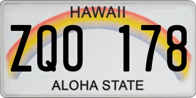 HI license plate ZQO178