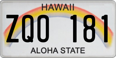 HI license plate ZQO181
