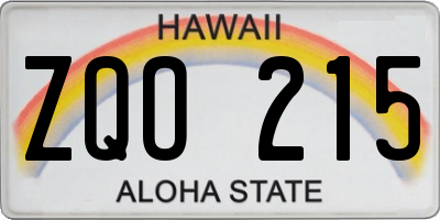 HI license plate ZQO215