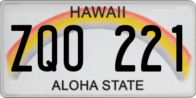HI license plate ZQO221