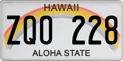 HI license plate ZQO228