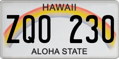 HI license plate ZQO230