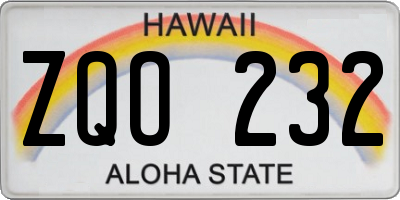 HI license plate ZQO232