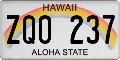 HI license plate ZQO237