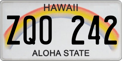 HI license plate ZQO242