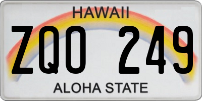 HI license plate ZQO249