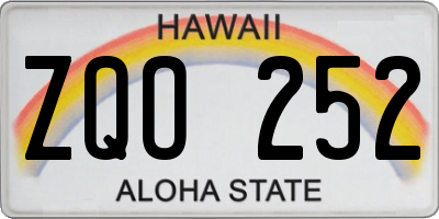 HI license plate ZQO252