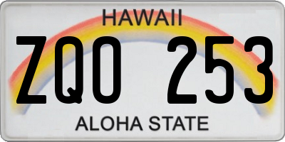 HI license plate ZQO253