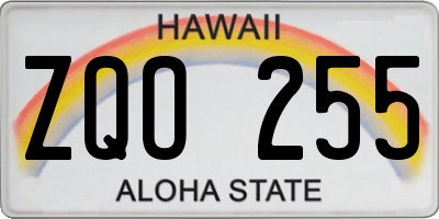 HI license plate ZQO255