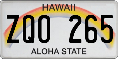 HI license plate ZQO265