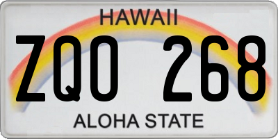 HI license plate ZQO268