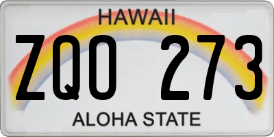 HI license plate ZQO273