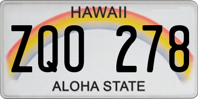 HI license plate ZQO278