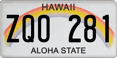 HI license plate ZQO281