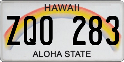 HI license plate ZQO283