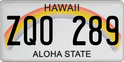 HI license plate ZQO289