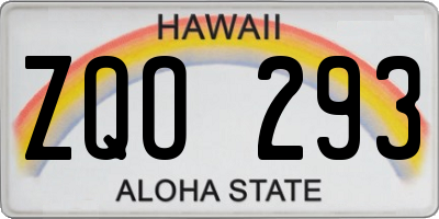 HI license plate ZQO293