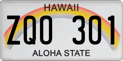 HI license plate ZQO301