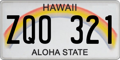 HI license plate ZQO321