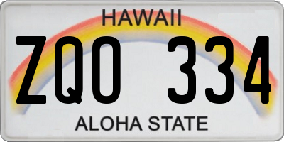 HI license plate ZQO334