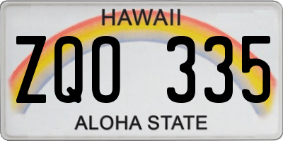 HI license plate ZQO335