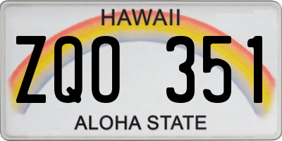 HI license plate ZQO351