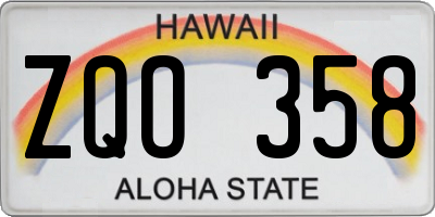 HI license plate ZQO358