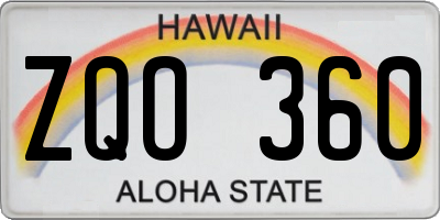 HI license plate ZQO360