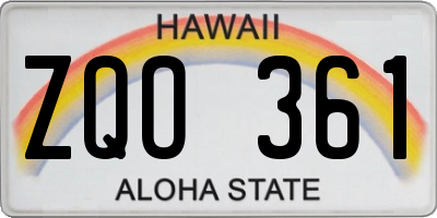 HI license plate ZQO361