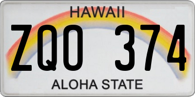 HI license plate ZQO374