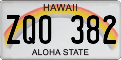 HI license plate ZQO382