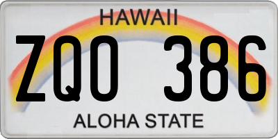 HI license plate ZQO386