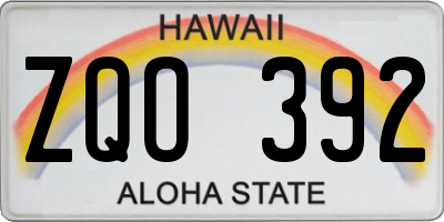 HI license plate ZQO392