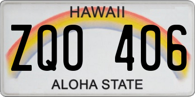 HI license plate ZQO406