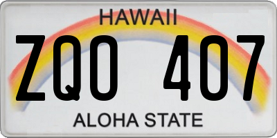 HI license plate ZQO407