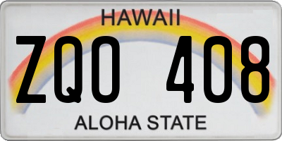 HI license plate ZQO408