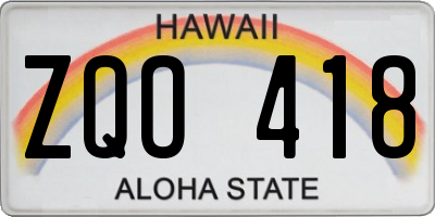 HI license plate ZQO418