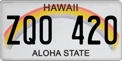HI license plate ZQO420